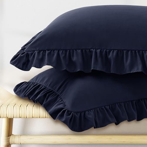 KKJIAF Ruffle Body Pillow Cases Set of 1, Navy Blue by KKJIAF