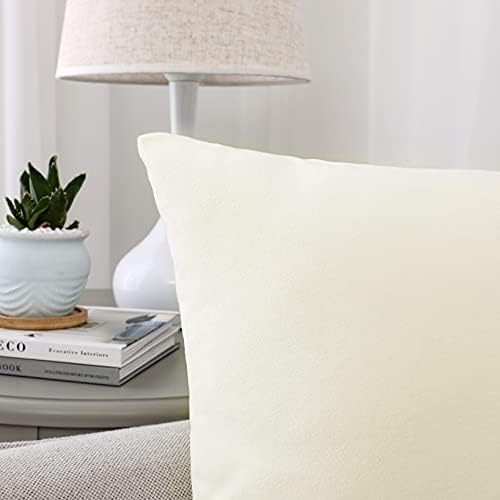 NiNi ALL Cream White Velvet Throw Pillow Covers 18x18 Pack of 2 Decorative - Image 3