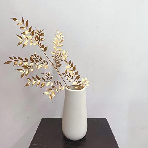PASYOU Fake Leaves Plants for Christmas Decor, Gold Artificial Shrubs Grass Foliage Plastic Bulk Leaf Indoor Outdoor Home Garden Party Hotel Verandah Wedding Event Faux DIY Decoration - Golden 5 Pack - Image 4