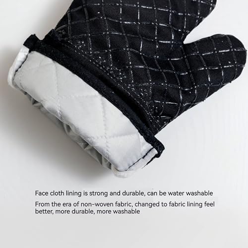 Oven Mitts and Pan Racks 4-Piece Set, Extended Kitchen Oven Mitts and Pan Racks, Heat Resistant 500 °F, Silicone Non-Slip Surface for Baking and Cooking (Black) - Image 4