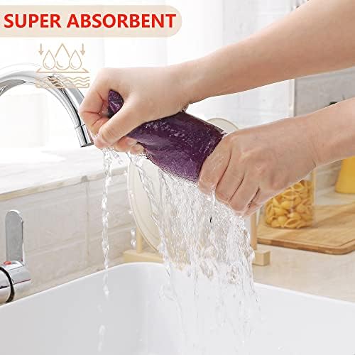 Homaxy 100% Cotton Waffle Weave Kitchen Dish Cloths 6-Pack, Purple - Image 3