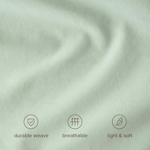 Bare Home 100% Organic Cotton Percale Fitted Sheet (Queen, Willow) - Image 5