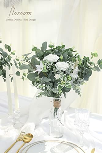 Floroom 3 Kinds of Artificial Silver Dollar Eucalyptus Stems Faux Greenery Spray, 19pcs Best Filler Fake Plants for DIY Bouquet Wedding Centerpieces - Image 2