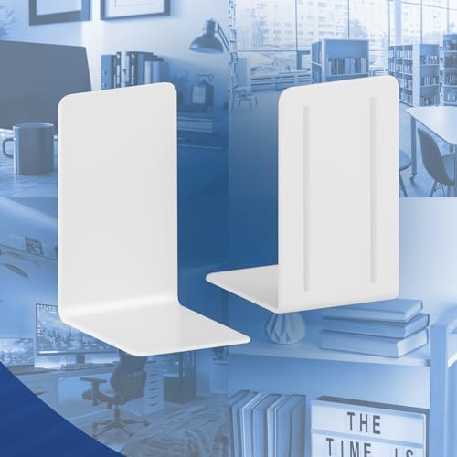 Acrimet Plastic Bookends for Bookcases, Shelves and Desktop, Plastic Book Holders (White Color) (1 Pair) - Image 6