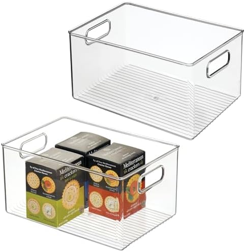 iDesign Pantry Organizer Bins with Handles, Set of 2, Clear by iDesign
