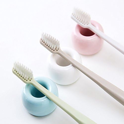 AirMoon Mini Ceramic Toothbrush Holder for Bathroom - Pink Small Countertop Organizer, Easy Clean Toothbrush Stand, Suit for Electric Toothbrush Head, Pens & Coffee Spoon, Pack of 2 - Image 4