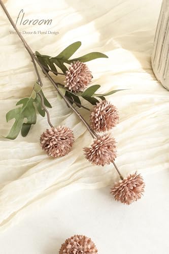Floroom 6pcs Light Taupe Faux Silk Mums Artificial Flowers, Bulk Fake Small Mini Chrysanthemums with Stems for DIY Wedding Centerpieces Floral Arrangements Vase Fillers Home Decorations - Image 3