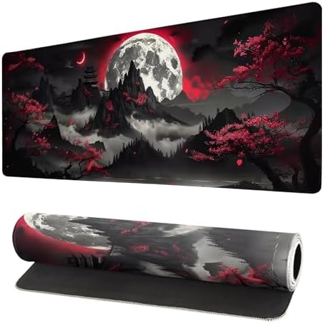 Extended Gaming Mouse Pad, Large Gaming Mouse Waterproof with Stitched Edges, Non-Slip Desktop Pad for Home and Office, Level Up Your 31.5x11.8 Inch… (Dark Night) by Brecoy