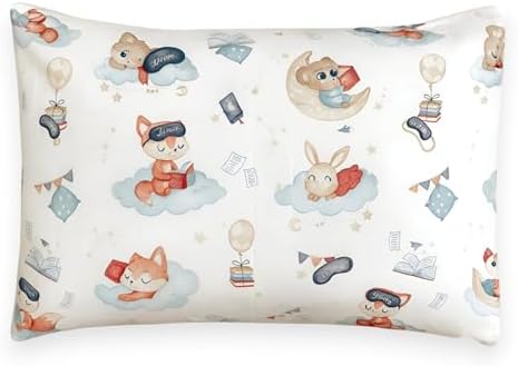 Toddler Pillow with Cotton Pillowcase – Soft & Hypoallergenic Kids Pillow, 13x18 Small Pillow for Toddlers Ages 3+, Travel-Friendly & Machine Washable (Fox) by Odaaa