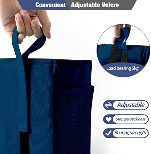 Bseash Bunk Bed Organizer, Bedside Caddy Hanging Bed Organizer Storage Bag with 4 Pockets and 2 Hooks, for College Dorm Rooms Bed, Hospital Bed, Baby Bed Rails, 600D Oxford Cloth (Navy Blue) - Image 4