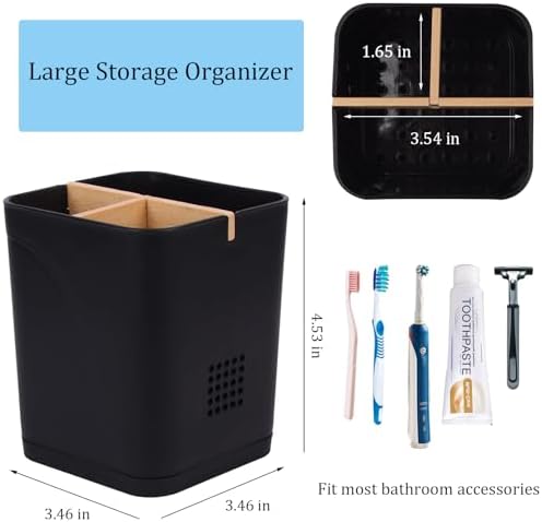 Electric Toothbrush Holder Tooth Brush and Toothpaste Organizer, Black - Image 4