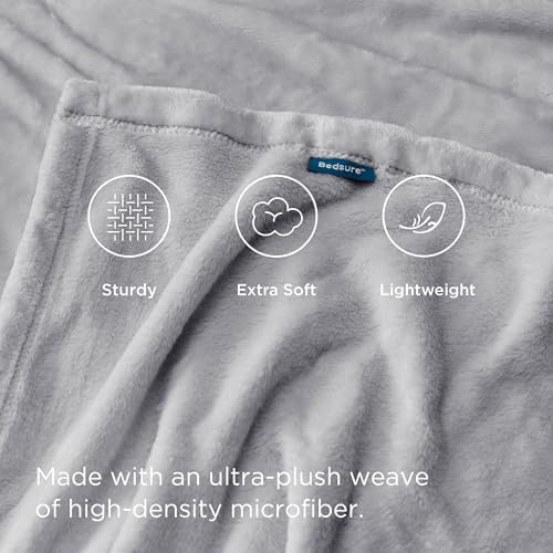 Bedsure GentleSoft Fleece Blanket California King Light Grey - Lightweight Plush Fuzzy Cozy Soft Bed Blankets, 102x96 inches - Image 4