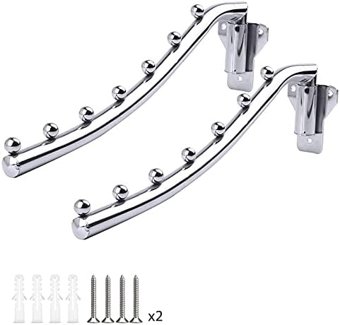 Folding Wall Mounted Clothes Rack, Wall Clothes Hanger Detachable Sturdy Swing Arm Coat Hanger Stainless Steel Clothes Hook Closet Rod Clothing Holder Drying Racks for Bathrooms Laundry Room, 2 Pack by Unknown