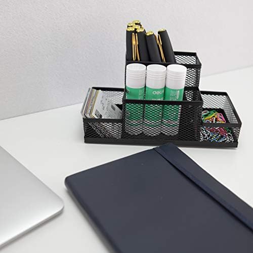 Fengtaiyuan T02 Black-Plus, Big Black Metal Wire Mesh Pencil Holder, Desktop Organizer - Image 4