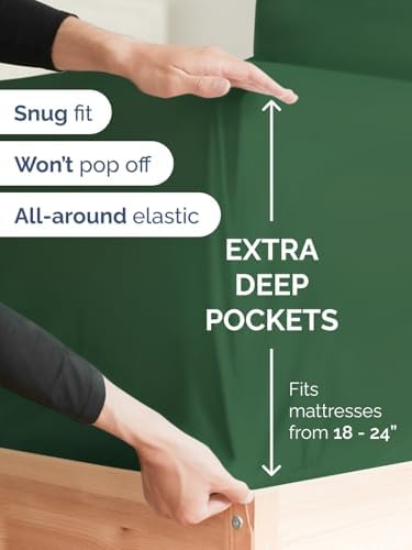 CGK Extra Deep Split King Single Fitted Sheet Only - Emerald Green - Image 2