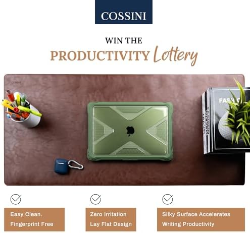 Cossini XL Desk Pad - Large Vegan Leather Desk Mat (17 x 36) - Buttery Smooth Writing, Damage Blocking, Non-Slip, Waterproof - Home Office Computer Desk Protector Blotter Laptop Keyboard Mouse Pad - Image 2