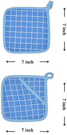 Oven Mitts and Potholders BBQ Gloves-Oven Mitts and Pot Holders with Recycled Infill Silicone Non-Slip Cooking Gloves for Cooking Baking Grilling (4-Piece Set,Blue) - Image 4