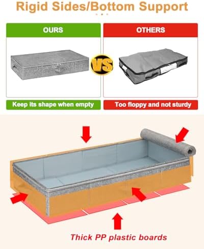 punemi 6.7 in Tall Sturdy Under Bed Storage Containers with Lid, 2Pack,Gray - Image 2