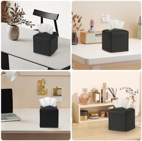 Square Tissue Box Cover Holder with Coasters and Cleaning Cloth Set - Image 5