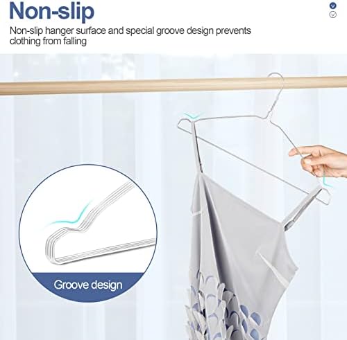 SPECILITE Metal Wire Clothes Hangers Bulk 100 Pack with Grooves, Silver - Image 4