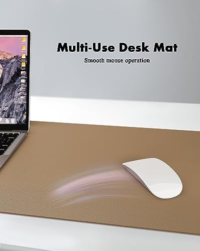 YSAGi Double-Sided Desk Pad, 31.5"x15.7"Leather Desk Mat, Eco Cork Desk Pad Protector,Large Mouse Pad,Waterproof Desk Blotter for Office/Home(Khaki) - Image 5