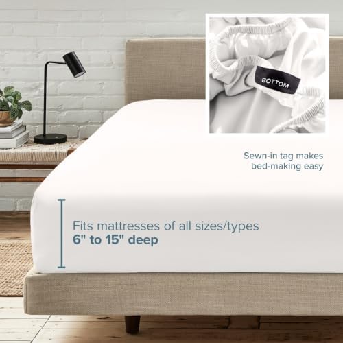 Bare Home King Fitted Sheet - 1800 Ultra-Soft (King, Antique White) - Image 6
