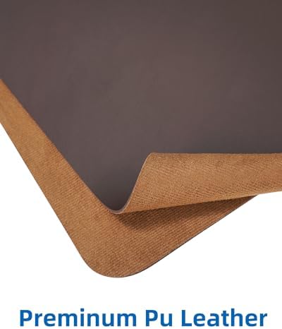 AFIING Leather Desk Pad Protector,Mouse Pad,Office Desk Mat, Non-Slip PU Leather Desk Blotter,Large desk mat,Waterproof Keyboard mat for Office/Home/Decor (Coffee,48"" x 17"") - Image 2