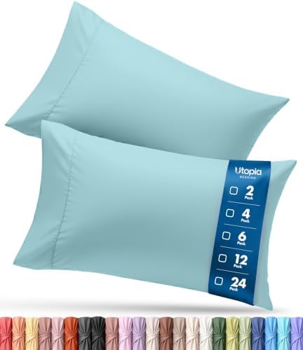 Pillow Covers Queen Set of 12, Soft and Comfy Pillow Cases, Spa Blue by UTOPIABEDDING
