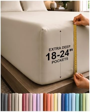 CGK Extra Deep Cal King Single Fitted Sheet Only - Wheat by CGKUnlimited