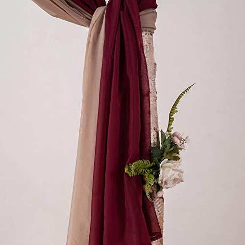MIULEE Christmas Sheer Window Scarf Valance 54"x216" Maroon Red One Panel - Image 4