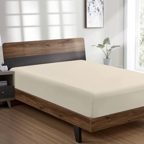 FreshCulture Full Fitted Sheet - Hotel Quality Fitted Sheet - Ultra Soft & Breathable - Brushed Microfiber - Deep Pocket - Cooling Fitted Sheets for Full Size Bed (Sand) by FreshCulture