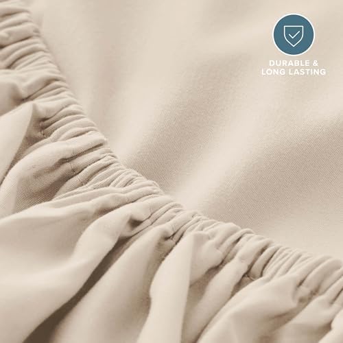 Bare Home SHFK Fitted Sheet - 1800 Ultra-Soft (Split Head Flex King, Sand) - Image 6