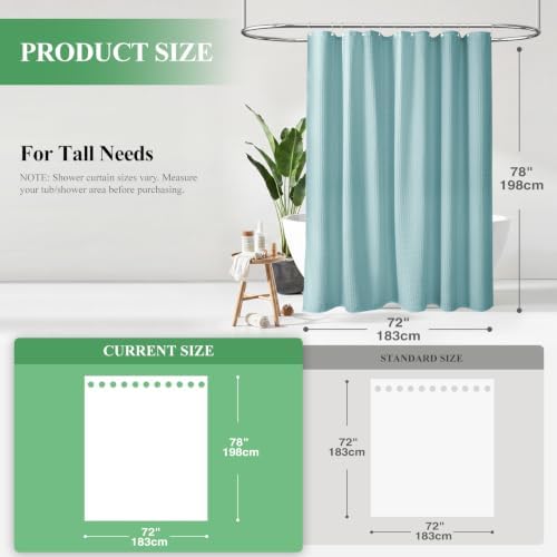 Dynamene Long Waffle Shower Curtain 256 GSM Heavy 72"x78" Teal/Turquoise - Image 2