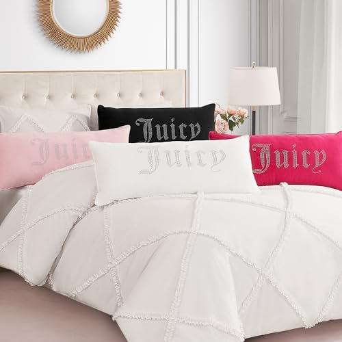 Juicy Couture Silver Rhinestone Decorative Pillow - Premium Throw Pillow - Living Room and Bedroom Décor - Hannah 16" x 36", Light Pink Velvet - Image 6
