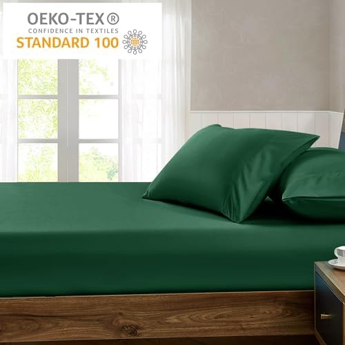 FreshCulture King Fitted Sheet Only - Hotel Quality Fitted Sheet King Size - Ultra Soft & Breathable - Brushed Microfiber - Deep Pocket - Cooling Fitted Sheets for King Size Bed (Dark Green) - Image 6