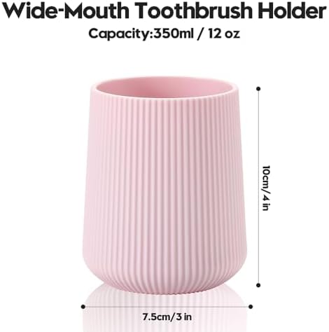 YAUKPH Pink Striped Toothbrush Holder - Image 5