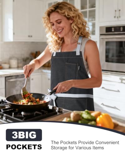 Chef Apron w/Pockets, Adjustable Strap for Cooking & Gardening - Image 5