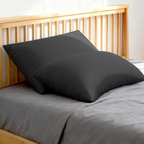 Cooling Curved King Pillow Case for Sider Sleeper Breathable Cool Silky Soft Pillow Cover with Zipper for Hot Sleepers,Hair and Skin Friendly,Black,1 Pack,20x36IN - Image 6