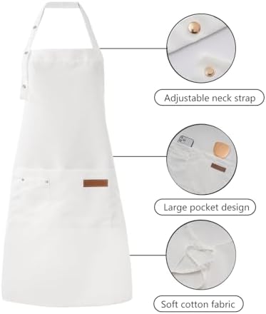Tosewever Art Aprons for Women Painting Pottery Baking, Mens Buckle Straps Kitchen Apron with Pockets for Chef Cooking - Image 6