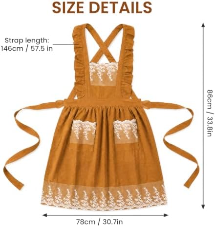 Aoomzoon Vintage Aprons for Women with Lace Ruffle, Cooking Kitchen Baking - Image 7