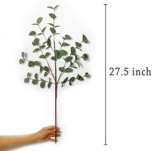 6 Pcs 27" Eucalyptus Stems Greenery Stems Eucalyptus Leaf Spray in Green Silk Plastic Plants Floral Artificial Plants for Home Party Wedding Decoration - Image 2