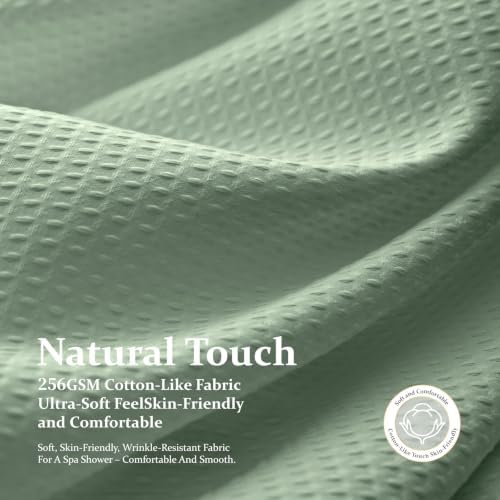Dynamene Extra Long Waffle Shower Curtain 256 GSM Fabric 72x96 Sage Green - Image 4
