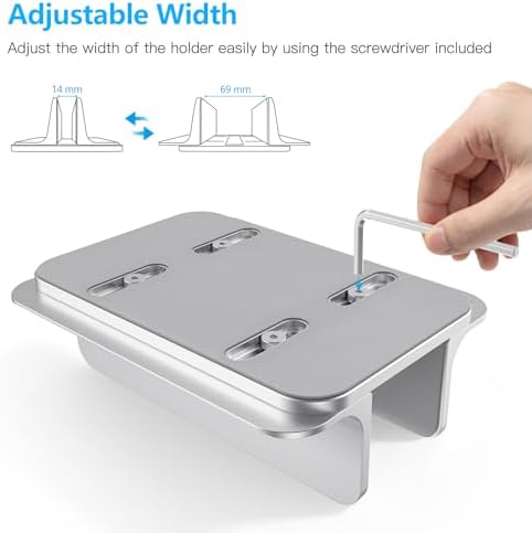 OMOTON Vertical Laptop Stand Holder, Adjustable Dock for MacBook, Silver - Image 6