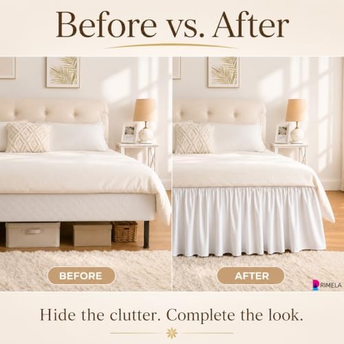 Warm White Bed Skirt Queen Size 15" Drop, Elastic Wrap Around Bedskirt - Image 2