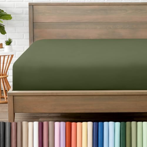 Bare Home Twin Fitted Sheet - 1800 Ultra-Soft (Twin, Cypress) by BareHome