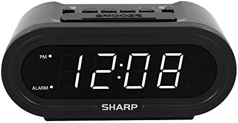 Sharp AccuSet Self-Setting Alarm Clock with White LED, Midnight Black by SHARP