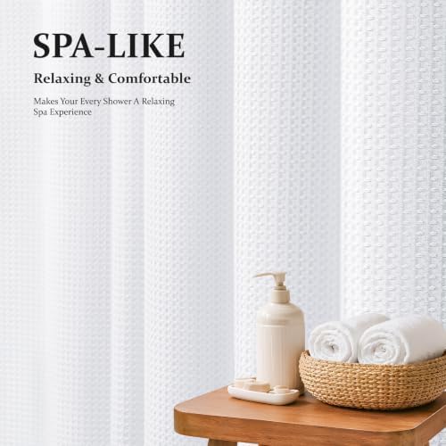 Dynamene Stall Waffle Shower Curtain 256 GSM Heavy Fabric 54x72 White - Image 3