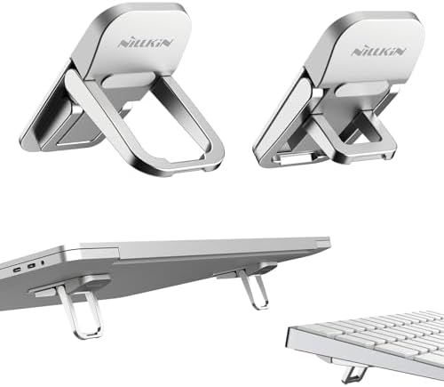 Nillkin Computer Keyboard Stand for Desktop with 3 Adjustable Angles, Mini Laptop Feet, Flip Keyboard Riser Feet for Keyboards, Laptop Stand for MacBook, Dell, HP, Other 14-16 Inches, Silver by Nillkin