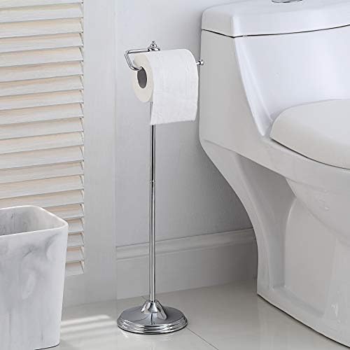 SunnyPoint Bathroom Free Standing Toilet Tissue Paper Roll Holder Stand with Reserve Function, Chrome Finish by SunnyPoint