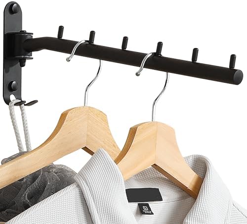 Alise Wall Mounted Drying Rack with Hook,Swivel Clothes Hanger,Black,1 Pcs by Alise